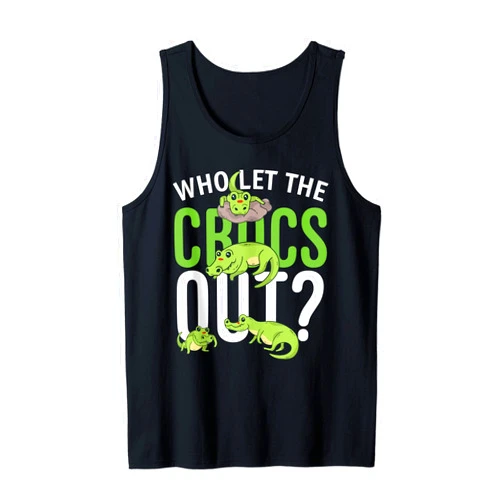 Who let the Crocs out? funny Crocodile Tee for Kids Tank Top