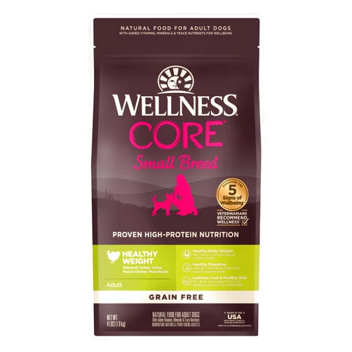 Wellness CORE Natural Grain Free Dry Dog Food, Small Breed Healthy Weight, 4-Pound Bag