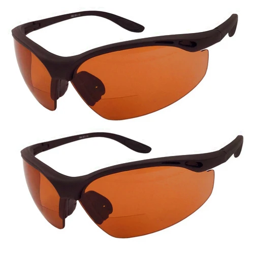 Wise Eyewear 2 Pairs Bifocal Safety Driving Sunglasses with Reading Corner - Rubber Grip Arms (Diopter +1.00)