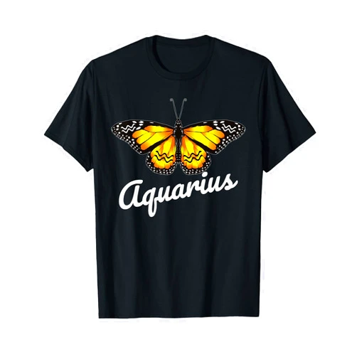 Butterfly Wings for Aquarius Zodiac Sign Aquarius Butterfly Wings with Aquarius Zodiac Sign for Women T-Shirt