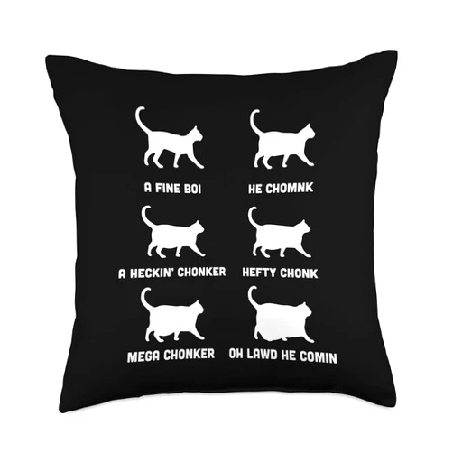 Chonk Cat Funny Cats Meme, Chonk Cat Chart Throw Pillow