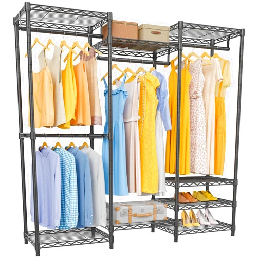 VIPEK V5 Portable Closet Wardrobe Heavy Duty Clothes Rack, Freestanding Closet Metal Clothing Rack with 4 Hang Rods & 8 Shelves, Adjustable Custom Closet Rack, 56.7
