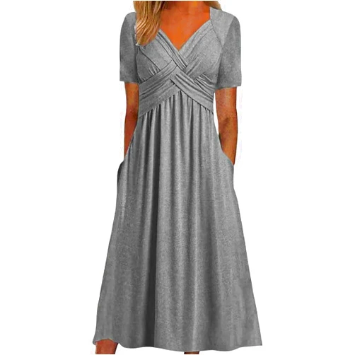 Eduavar Maxi Dresses for Women 2024, Summer Dresses for Women 2024 Casual Short Sleeveless V Neck Long Dress with Pockets