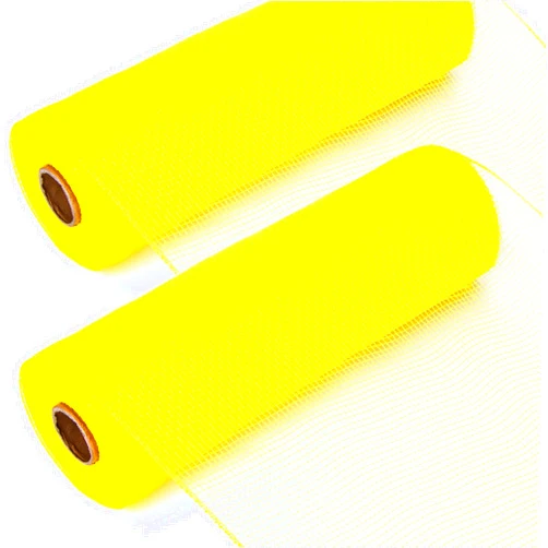 Ribbli 2 Rolls Yellow Mesh Ribbon,10 inch x 30 feet(10Yard) Per Roll, Use for Wreath Swags and Christmas Tree Decoration (Non-Metallic)
