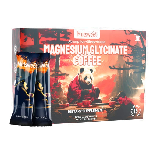 Mutsweet Single-Serve Instant Coffee Sticks with 300mg Magnesium Glycinate - Energizing and Nourishing Blend for Relaxation, Better Sleep, and Muscle Recovery, 15 Servings
