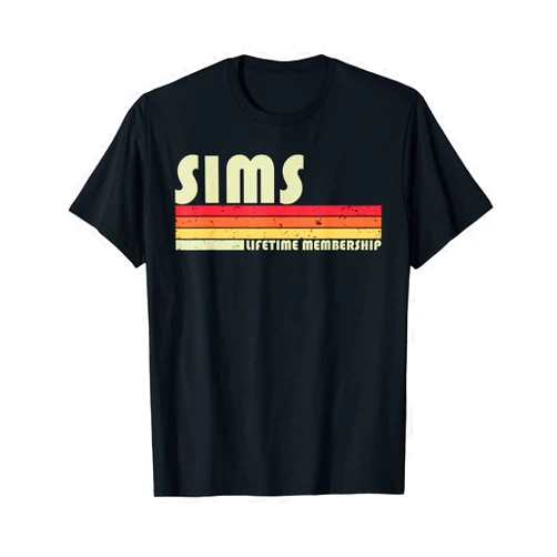 Last Name Gifts Customized Family Christmas Team SIMS Surname Funny Retro Vintage 80s 90s Birthday Reunion T-Shirt