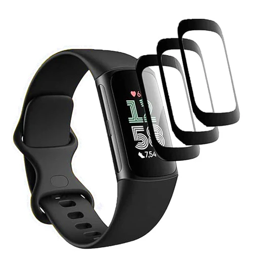 Kicvbnco New Kicvbnco 3 Pack For Fitbit Charge 6 / Fitbit Charge 5 watch film Screen Protector [HD Clear] Fitbit Charge6/Fitbit Charge5 Screen Protector 3D Curved Soft Smart Watch Protective Film (Not Glass) [Ultra Shatterproof]