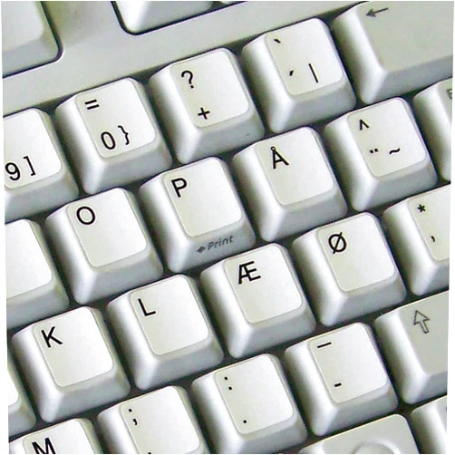 4Keyboard Danish Non-Transparent Keyboard Decals Black OR White Background for Desktop, Laptop and Notebook (White Background)