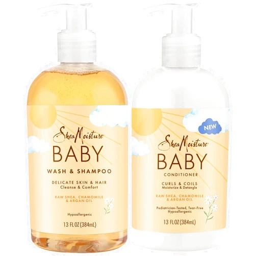 SheaMoisture Shea Moisture Baby Care Set – Baby Wash & Shampoo + Baby Conditioner, Delicate Skin & Hair Care, Moisturizer & Detangler for Coily & Curly Hair, 13 Oz Ea (2 Piece Set)