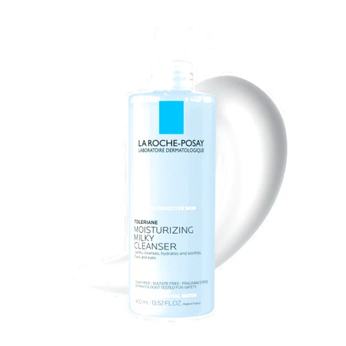 La Roche-Posay Toleriane Moisturizing Milky Cleanser, Gentle Face Cleanser with Glycerin for Dry, Sensitive & Allergy-Prone Skin, Face Wash for Hydration, Gently Removes Makeup & Impurities 400ml
