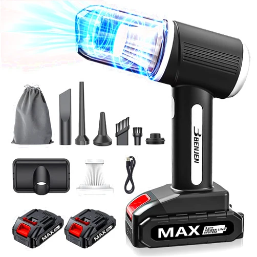 BENJEN Portable Vacuum Cleaner for Car, Cordless Handheld Car Vacuum 21000PA High Power with Brushless Motor, Two Batteries Long Endurance, Mini Vacuum Cleaner for Car, Home, Office, Pet