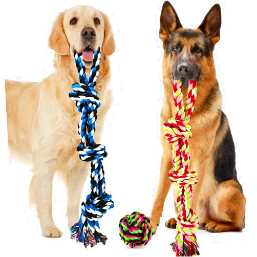 LosFong Dog Rope Toys for Medium and Large Aggressive Chewers, 3 Pack Nearly Indestructible Heavy Duty Dog Toys, Dental Cleaning Chew Toys, Tug of War Dog Toy, 100% Cotton