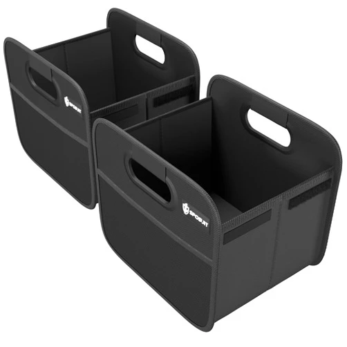 Sposuit Trunk Organizer for Car - Collapsible Split Trunk Storage with Reinforced Handles, SUV Trunk Organizers for Grocery Cargo(Black, 2Pack)