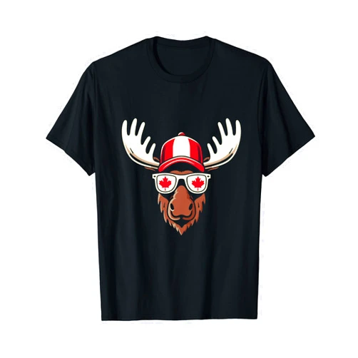 Canada Flag Moose Sunglasses Canada Day Canadian Flag Maple Leaf Moose Sunglasses T-Shirt