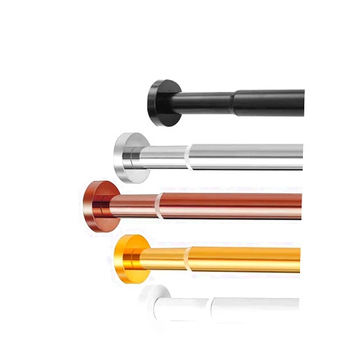 YLGAN Modern Telescopic Shower Curtain Pole for Bathroom and Shower，Extendable Long Metal Tension Rod with No Drilling，Adjustable Tension Spring Pole,Rose Gold - 100~160cm