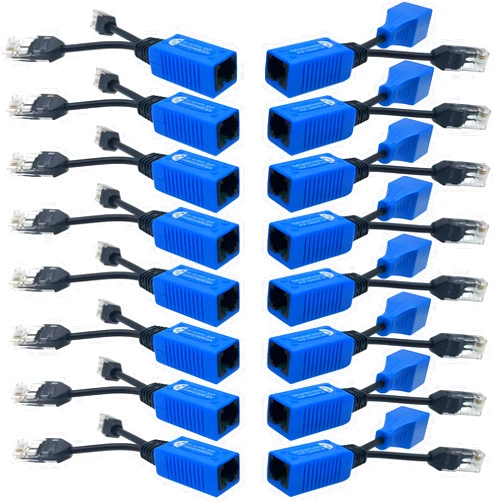 SGUESIKR 8 Pair PoE Ethernet Splitter, 2-in-1 Cat5 Combiner, RJ45 Cable Sharing Kits for 16 Security IP Cameras NVR Surveillance System and More