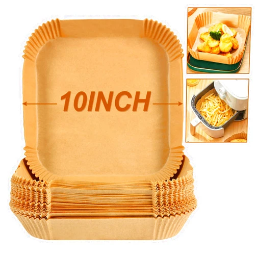 BYKITCHEN Large Air Fryer Liners, 10 Inch Square Air Fryer Liners, XL Air Fryer Parchment Paper, Compatible with Corsori, Power XL, Gourmia Air Fryer and More (Set of 50)