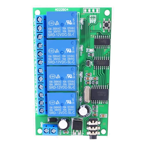 Tomvorks AD22B04 12V 4 Channel DTMF Signal Decoder Relay Phone Remote Control Home Automation