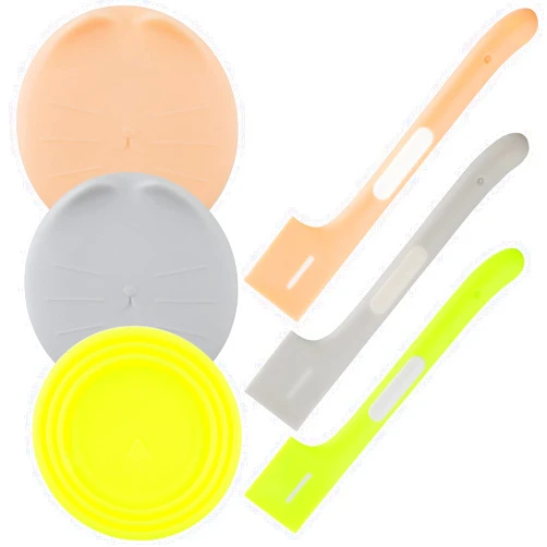 KALAMANDA Cat Food Can Covers Lids, Rubber Can Covers for Pet Food Cans, Dog Canned Mixing Spoon for Wet Food (6 Pack)