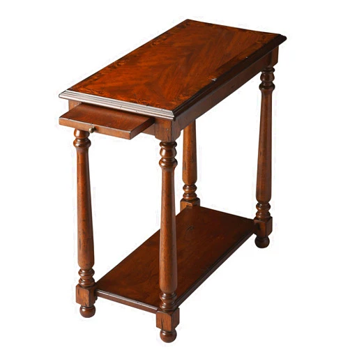 Kensington Row Furniture Collection End Tables - Monterey Chair Side Table with Pull Out Shelf - Castlewood Finish - End Table