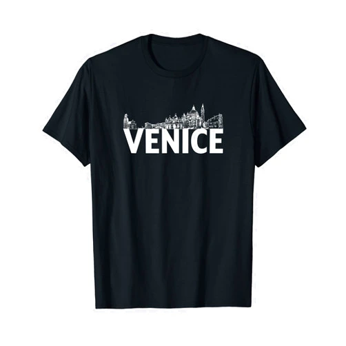 Italy City Skylines Silhouette Outline Venice Italy Europe City Skyline Silhouette Outline Sketch T-Shirt