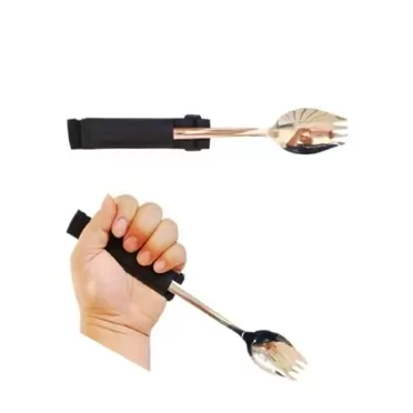 Healthman Spork Adaptive Utensils, Hand Cuff for Holding Cutlery, Eating Aids/Eating Assistance & Adaptive Utensil Holder for Weak Grip & Limited Mobility, Stroke, Arthritis(1 Pack)