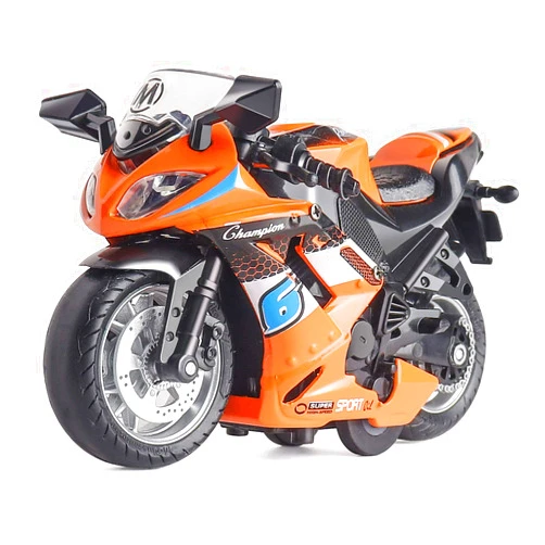 MING YING 66 Toy Motorcycle - Pull Back Toy Car with Sound and Light Toy,Toy Motorcycles for Boys,Toys for 3-9 Year Old Boys (Orange)