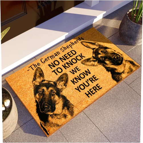 Decor SOHO The German Shepherds Door Mat, Two German Shepherd We Know You are Here Door Mats, Funny German Shepherd Doormat Side View, Welcome Mats