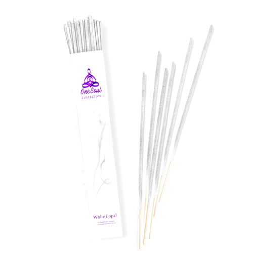 OneSoul Collection White Copal Incense Sticks, Natural Incense Sticks, Premium Incense Sticks for Aromatherapy, Hand-Rolled Artisan Meditation Incense, 90-Mins Burn Time, 11 Inches, Pack of 20