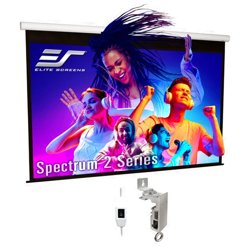 Elite Screens Spectrum 2 Electric Motorized Projector Screen, 100-Inch 16:9, 12-Inch Drop Down, MaxWhite FG 4K/8K UHD, SPM100H-E12