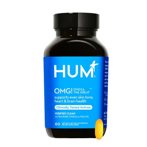 HUM OMG! Omega The Great - Triple Omega 3 Fish Oil Supplement with DHA, EHA & Vitamin E to Support Bright & Even Skin Tone - Gluten Free & Non-GMO (60-Count)