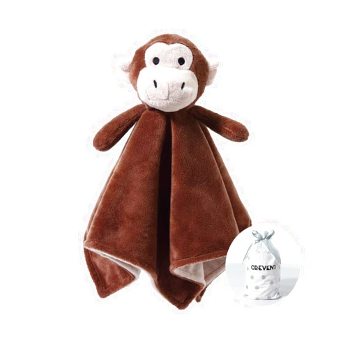CREVENT Cozy Plush Baby Security Blanket Loveys for Baby Boys with Animal Face, Baby Shower/Birthday Gifts for Newborns Infant Toddler (Brown Monkey)