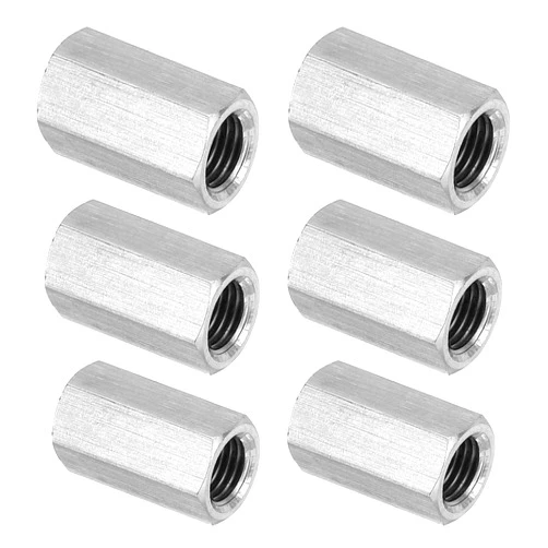 PATIKIL M10 x 1.25-Pitch 304 Stainless Steel Hex Coupling Nuts, 6Pcs 25mm/ 1