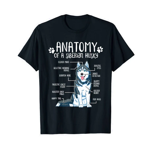 Siberian Husky Clothing & Gifts Funny Anatomy Siberian Husky Dog Lover T-Shirt