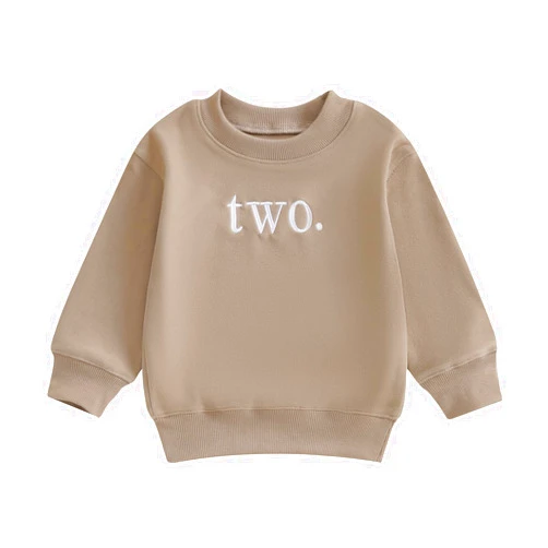 Thilsidee Toddler Baby Boy Girl One/Two Years Birthday Outfit Long Sleeve Embroidery Sweatshirt Shirt Crewneck Pullover Tops