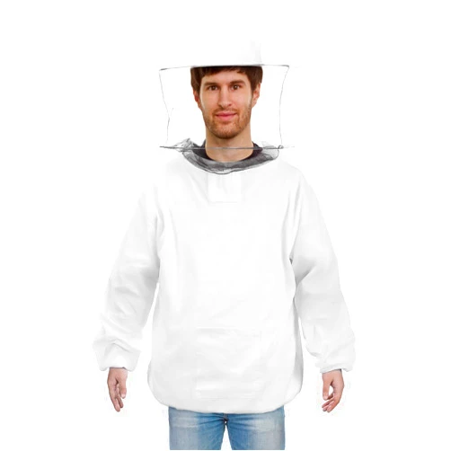 MEWTOGO Detachable Beekeeping Suit Jacket - Professional Bee Protective Clothing Smock Pull Over with Veil Hood and Zipper, Halloween Bee Keeper Costumes Adult for Cosplay