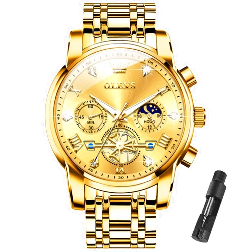 OLEVS Men Silver Watches,Men's Stainless Steel Chronograph Watch,Men Analog Quartz Watches,Big Face Men Watches,Luxury Waterproof Watch Men,Roman Numeral Dress Watch for Men Diamond Relojes De Hombre