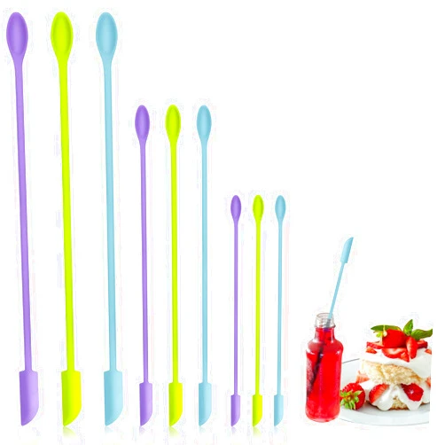Abnaok 9 Pieces Mini Silicone Spatula-Makeup Spatula-Small Silicone Spatula-Thin Spatula Set for Skinny Openings-Abnaok Tiny Scraper for Jar,Kitchen Bottles,Cosmetic