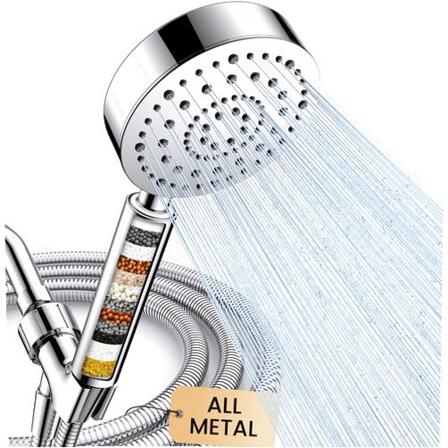 FEELSO Filtered Shower Head with Handheld, 6 Spray High Pressure ALL METAL Shower Head with Filters for Hard Water - Remove Chlorine, Reduce Dry Itchy Skin, Extra-long 72
