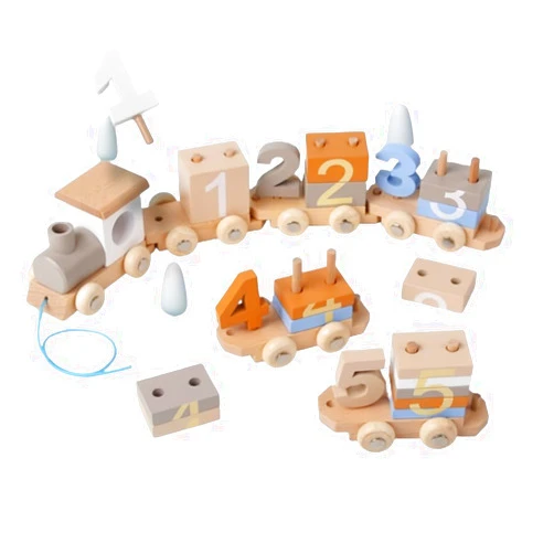 Lexza Wooden Train Set, Toddler Toys, Digital Enlightenment Stacked Train, Birthday Toys for Boys and Girls, Train Toys for Toddlers 1 2 3 4 5 6 Years Old