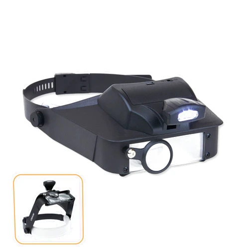 Carson LumiVisor Head Magnifier - Black Head Visor with LED Lighted Magnifier (2x/3x/5x/6x) (LV-10)