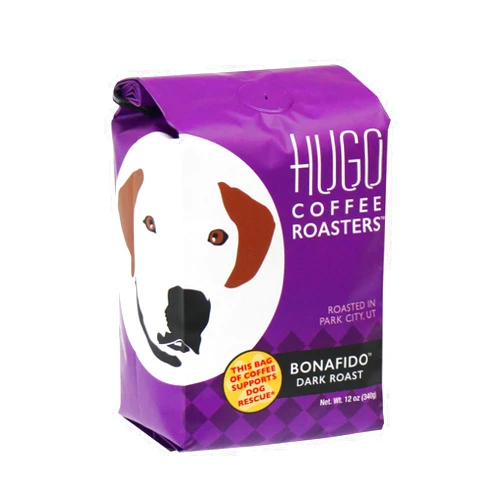 Hugo Coffee Roasters Hugo Coffee Whole Beans - Bonafido Dark Roast - Hugo Supports Dog Rescues (12 Ounces)