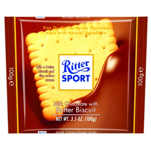 Ritter Sport, Milk Chocolate with Butter Biscuit, 3.5-Ounce Bars (Pack of 11)