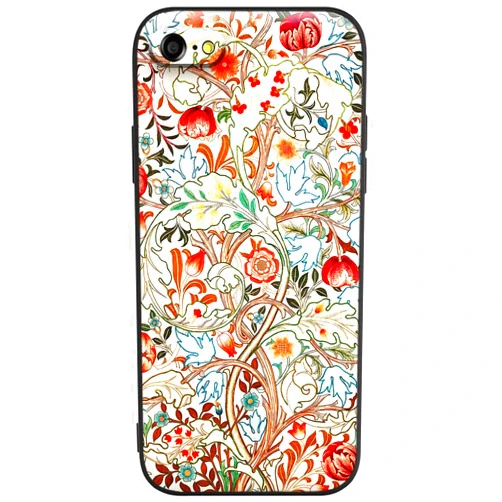 Berkin Arts Compatible with iPhone SE (2020)/ SE (2022) Case/iPhone 7 Case/iPhone 8 Case Silicone Cover with Screen Protector Pink Intricate Ornamental Flourishes(Acanthus by William Morris)