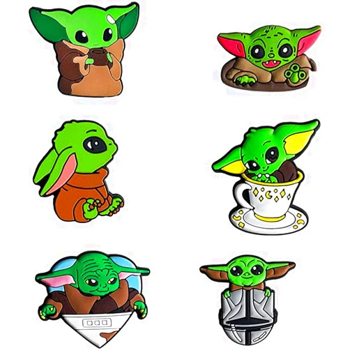 Omto 6pcs Baby Yoda Crocs Charms Crewmates Button Charms for Shoes，Trendy game shoe charms, cute pins for crocs for Kids for Baby Yoda crocs Decoration