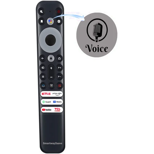 Smartway2save Voice Remote Control Compatible for TCL 8K QLED 4 Series 4k UHD LED Smart Android Televisions with Netlfix YouTube Guard Media Prime Video TCL Channel Apps.
