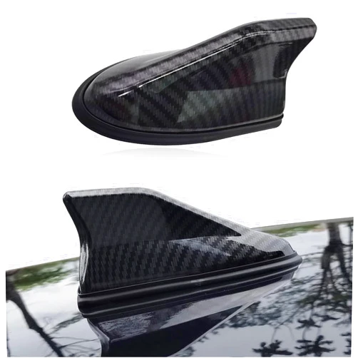 Jewkot 1 PC Car Shark Fin Antenna, AM/FM Radio Signal Base Cover, ABS Signal Receiver, Punching-free Antenna Replacement, Universal for Most Cars, Trucks and Vans (Carbon Fiber Black)