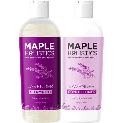 Maple Holistics Aromatherapy Lavender Shampoo and Conditioner Set - Paraben and Sulfate Free Shampoo and Conditioner for Women with Chamomile Panthenol Jojoba Oil plus Cleansing and Calming Lavender Essential Oil