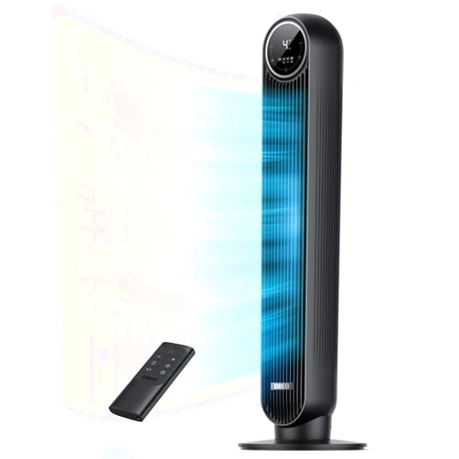 Dreo Tower Fan for Bedroom, 25ft/s Velocity Quiet Floor Fan, 90° Oscillating Fans for Indoors with 4 Speeds, 4 Modes, 8H Timer, Standing Fans, Bladeless Fan, Black, Nomad One (DR-HTF007)