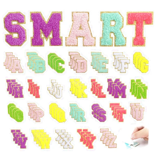 R.SASR 104 Pcs Chenille Letter Patches, Self Adhesive Chenille Patches, Embroidered Patch for Clothing… (104)